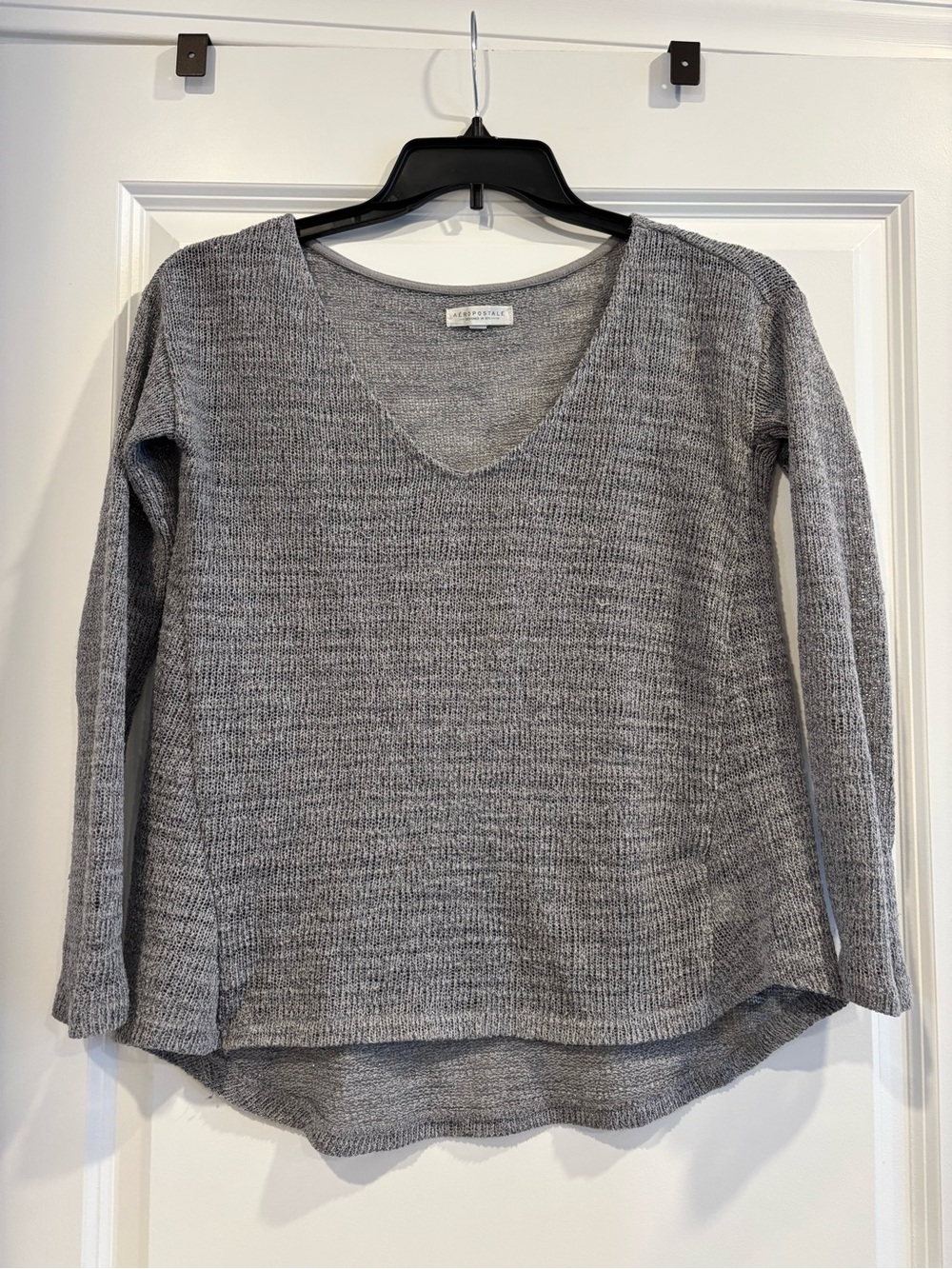 Aeropostale Heather Gray V-Neck Women's Sweater